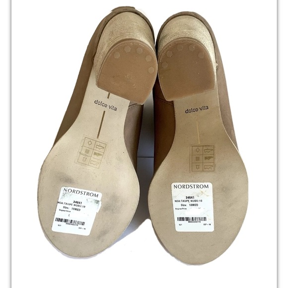 Dolce Vita Tan Taupe Suede Women Peep Toe Ankle Boot Mule  10 - Picture 13 of 13